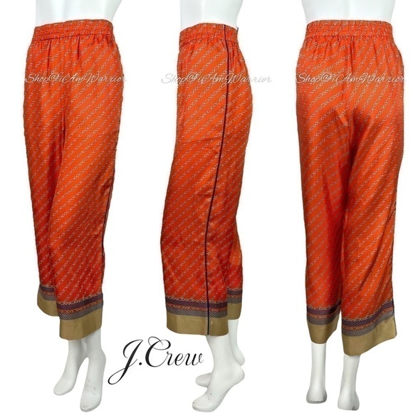 J.Crew Collection NWOT sunset silk chain print blouse + crop pant set - Picture 7 of 15